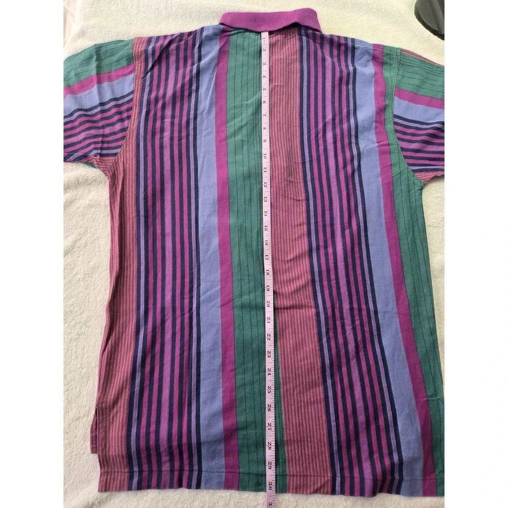 Vintage 90s Alexander Julian Polo Shirt Medium Bold Striped Granpa Core - Picture 5 of 5